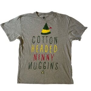 Cotton‎ Headed Ninny Muffins Size Large T-shirt Gray Funny Christmas Elf Unisex